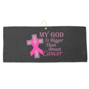 My God Is Bigger Than Breast Cancer Large Microfiber Waffle Golf Towel