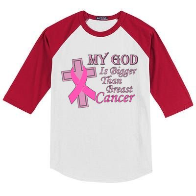 My God Is Bigger Than Breast Cancer Kids Colorblock Raglan Jersey