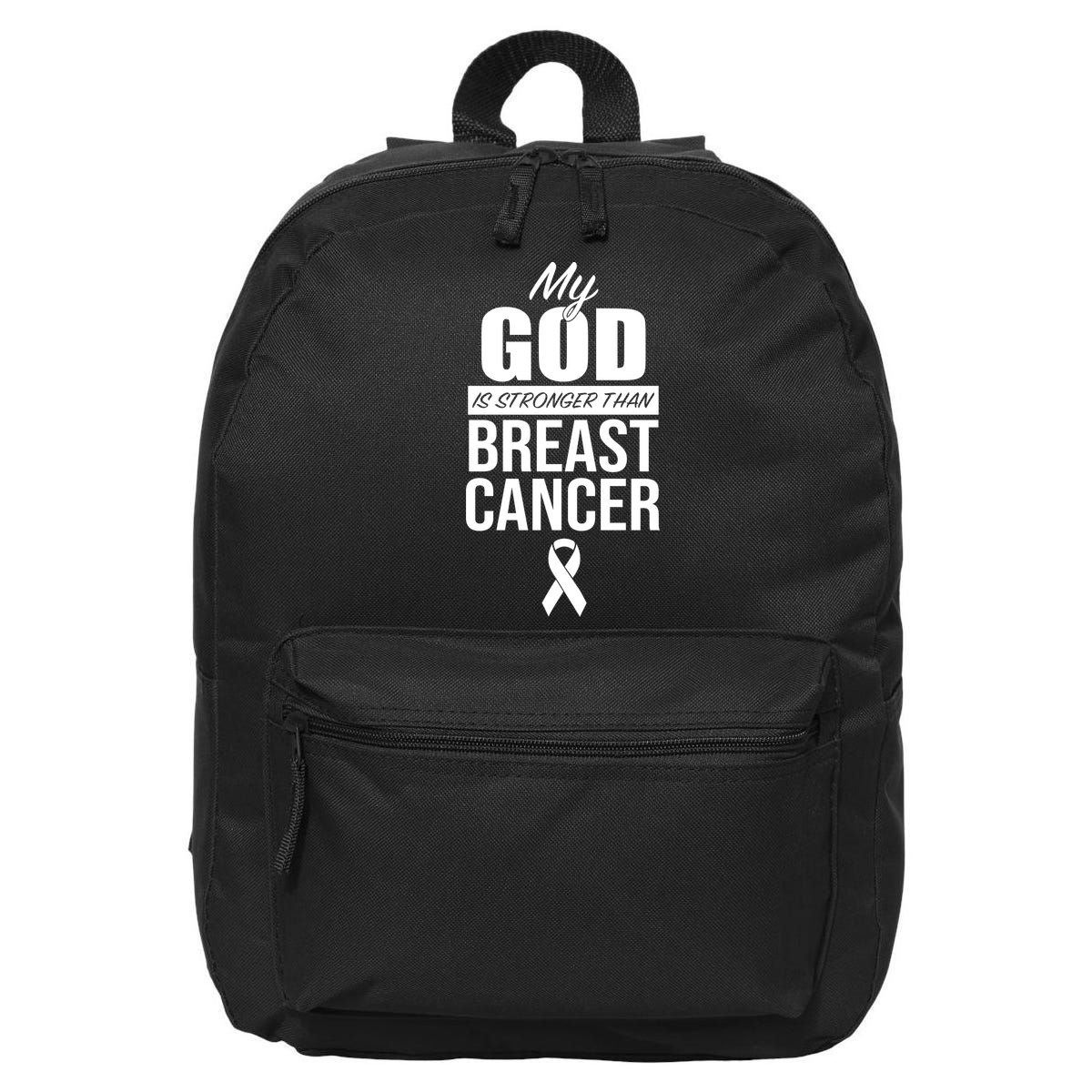 My God Is Stronger Than Breast Cancer 16 in Basic Backpack