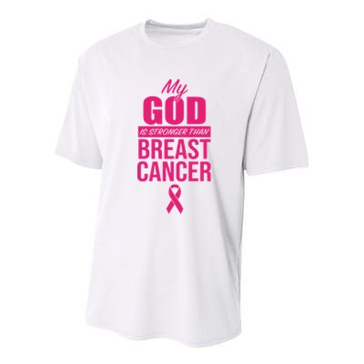 My God Is Stronger Than Breast Cancer Youth Performance Sprint T-Shirt