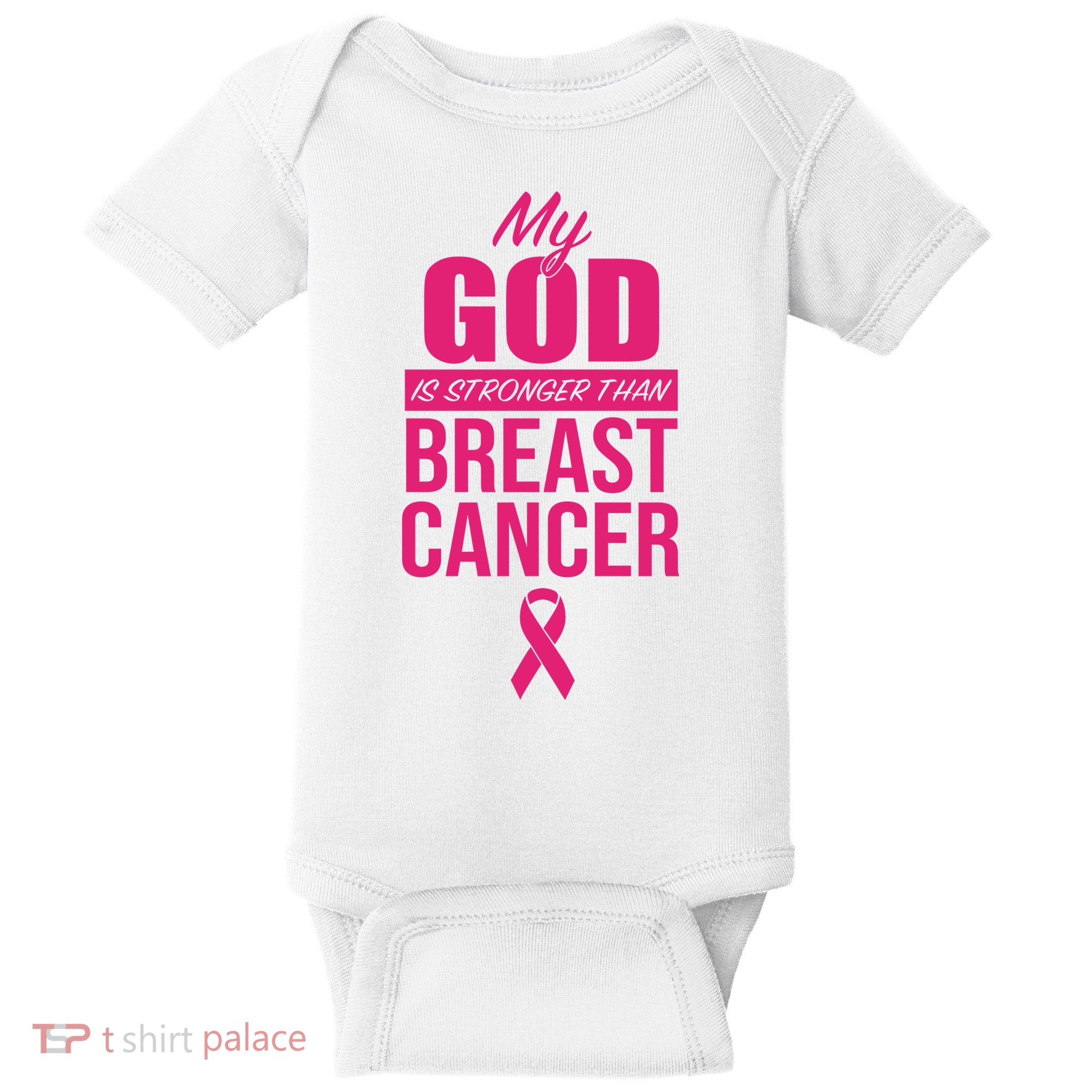 My God Is Stronger Than Breast Cancer Baby Bodysuit