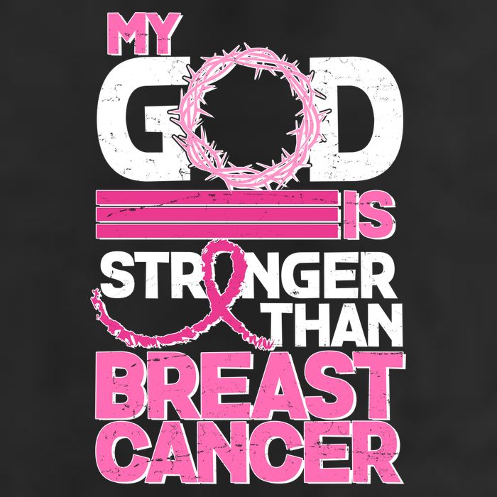 My God Is Stronger Than Breast Cancer Awareness 7 Panel Mesh Trucker Snapback Hat