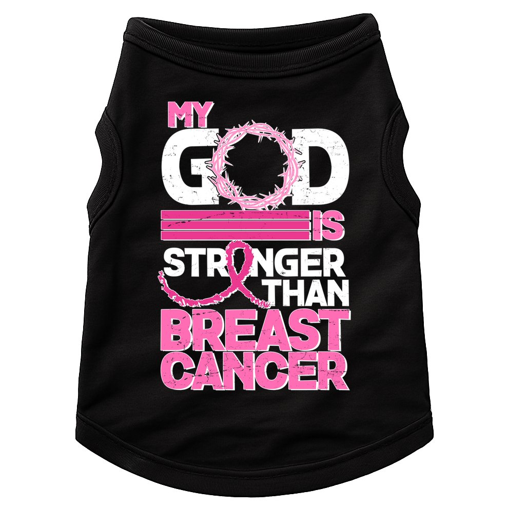 My God Is Stronger Than Breast Cancer Awareness Doggie Tank