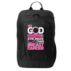 My God Is Stronger Than Breast Cancer Awareness City Backpack