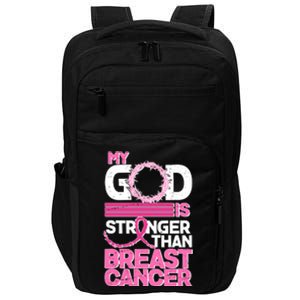 My God Is Stronger Than Breast Cancer Awareness Impact Tech Backpack