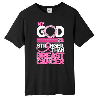 My God Is Stronger Than Breast Cancer Awareness Tall Fusion ChromaSoft Performance T-Shirt