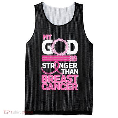 My God Is Stronger Than Breast Cancer Awareness Mesh Reversible Basketball Jersey Tank
