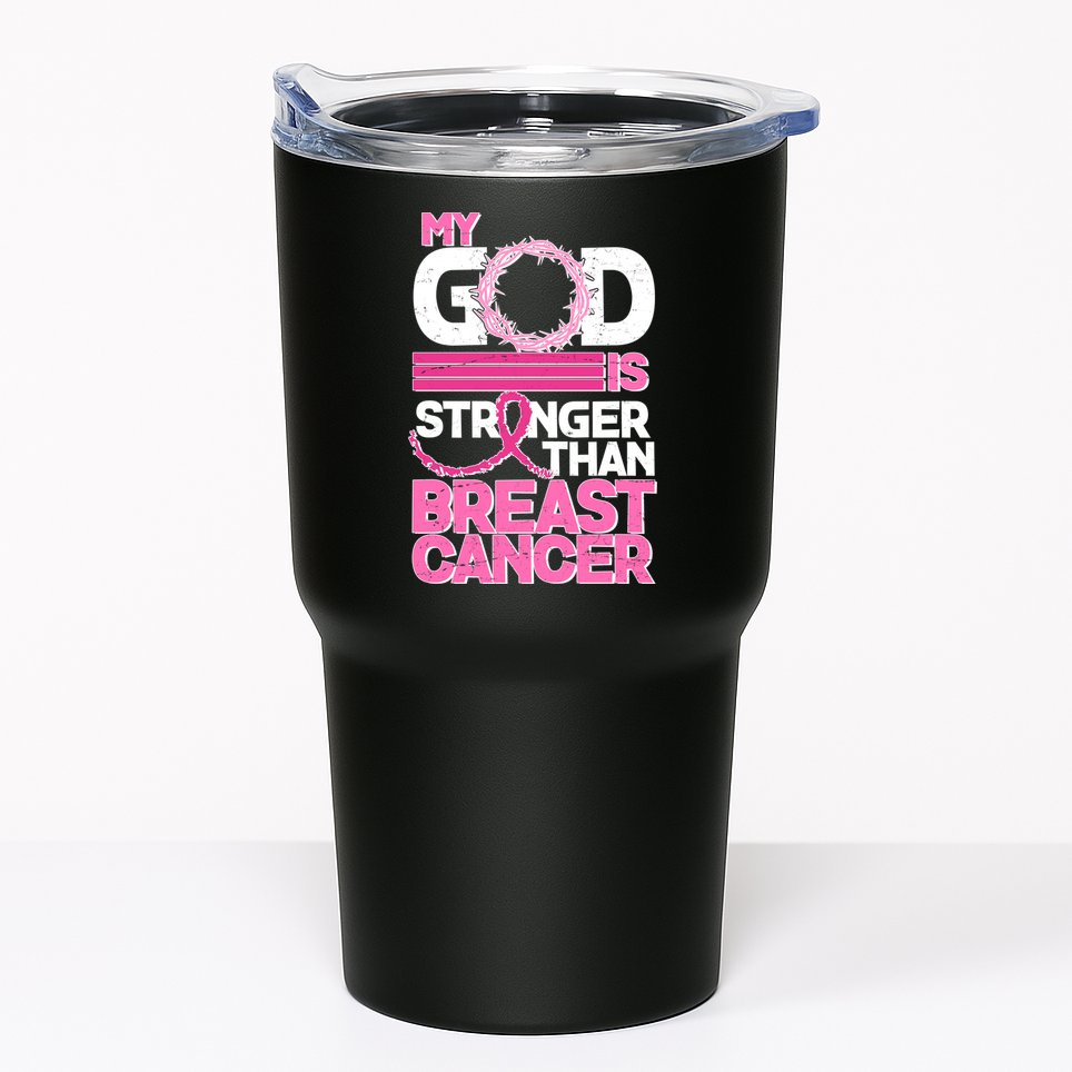 My God Is Stronger Than Breast Cancer Awareness Tumbler