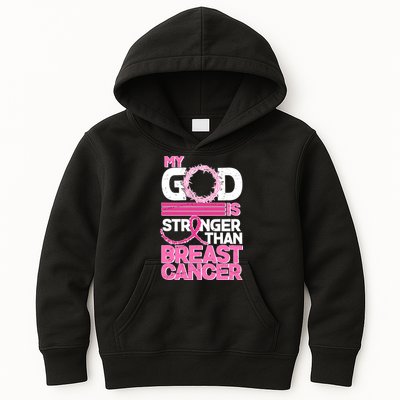 My God Is Stronger Than Breast Cancer Awareness Kids Hoodie