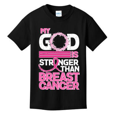 My God Is Stronger Than Breast Cancer Awareness Kids T-Shirt