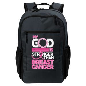 My God Is Stronger Than Breast Cancer Awareness Daily Commute Backpack