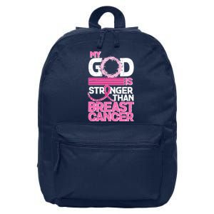 My God Is Stronger Than Breast Cancer Awareness 16 in Basic Backpack