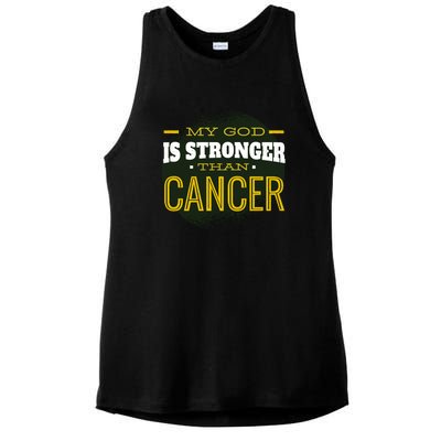 My God Is Stronger Than Cancer Ladies PosiCharge Tri-Blend Wicking Tank