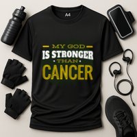 My God Is Stronger Than Cancer Cooling Performance Crew T-Shirt