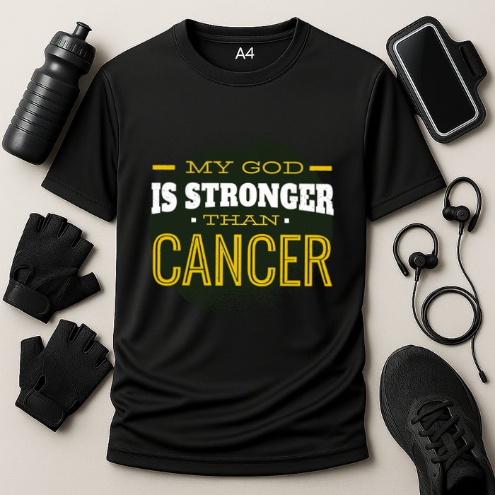 My God Is Stronger Than Cancer Cooling Performance Crew T-Shirt