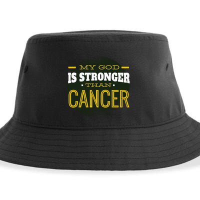 My God Is Stronger Than Cancer Sustainable Bucket Hat
