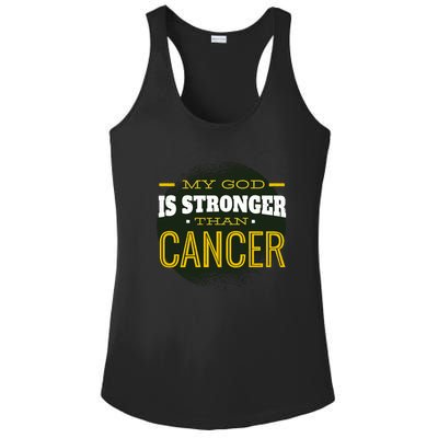 My God Is Stronger Than Cancer Ladies PosiCharge Competitor Racerback Tank