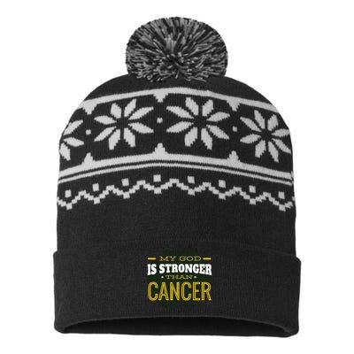 My God Is Stronger Than Cancer USA-Made Snowflake Beanie