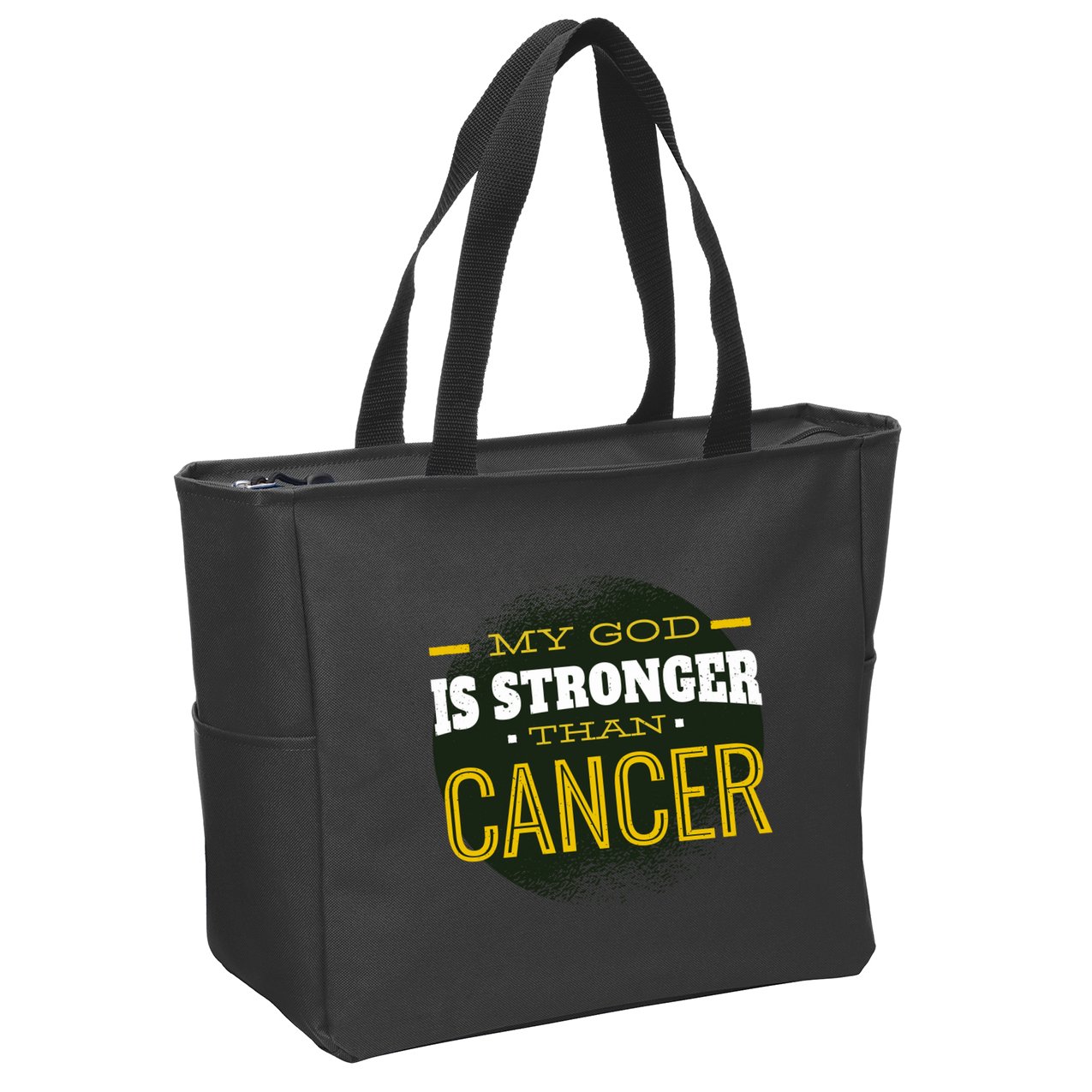 My God Is Stronger Than Cancer Zip Tote Bag