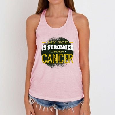 My God Is Stronger Than Cancer Women's Knotted Racerback Tank