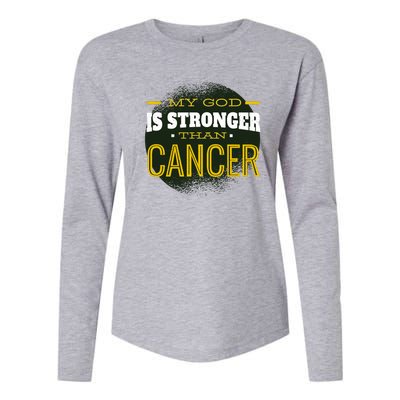 My God Is Stronger Than Cancer Womens Cotton Relaxed Long Sleeve T-Shirt