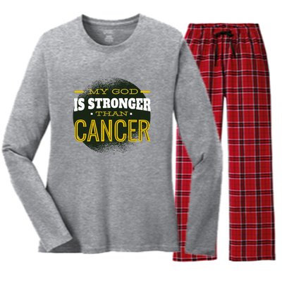 My God Is Stronger Than Cancer Women's Long Sleeve Flannel Pajama Set 