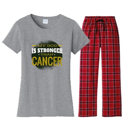 My God Is Stronger Than Cancer Women's Flannel Pajama Set