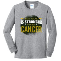 My God Is Stronger Than Cancer Kids Long Sleeve Shirt