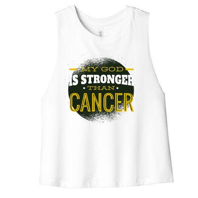 My God Is Stronger Than Cancer Women's Racerback Cropped Tank