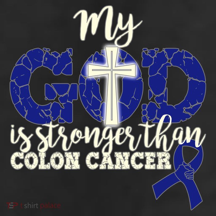 My God Is Stronger Than Colon Cancer 7 Panel Mesh Trucker Snapback Hat