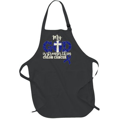 My God Is Stronger Than Colon Cancer Full-Length Apron With Pockets