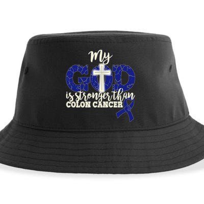 My God Is Stronger Than Colon Cancer Sustainable Bucket Hat