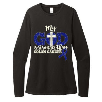 My God Is Stronger Than Colon Cancer Womens CVC Long Sleeve Shirt