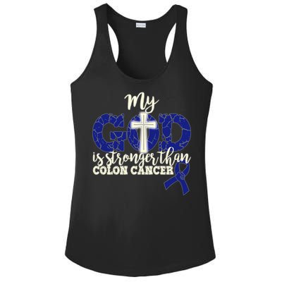 My God Is Stronger Than Colon Cancer Ladies PosiCharge Competitor Racerback Tank