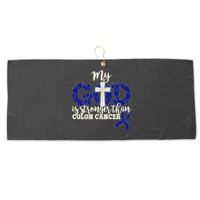 My God Is Stronger Than Colon Cancer Large Microfiber Waffle Golf Towel