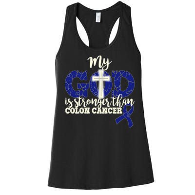 My God Is Stronger Than Colon Cancer Women's Racerback Tank