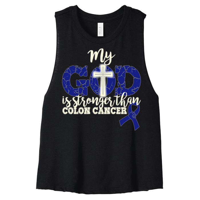 My God Is Stronger Than Colon Cancer Women's Racerback Cropped Tank