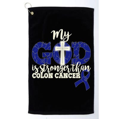 My God Is Stronger Than Colon Cancer Platinum Collection Golf Towel