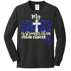 My God Is Stronger Than Colon Cancer Kids Long Sleeve Shirt