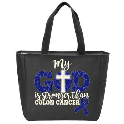 My God Is Stronger Than Colon Cancer Zip Tote Bag