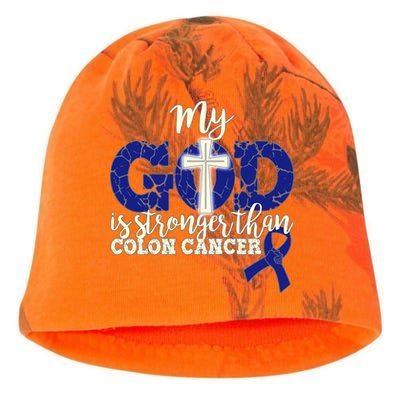 My God Is Stronger Than Colon Cancer Kati - Camo Knit Beanie