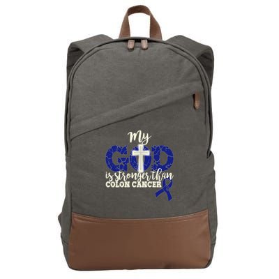 My God Is Stronger Than Colon Cancer Cotton Canvas Backpack