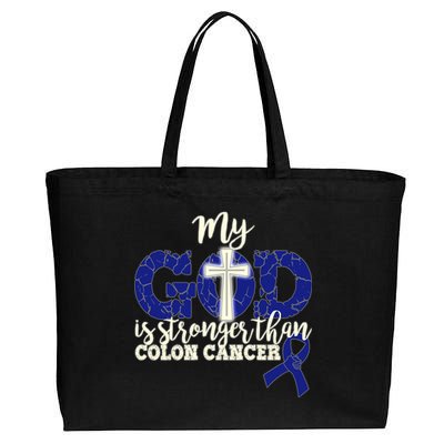 My God Is Stronger Than Colon Cancer Cotton Canvas Jumbo Tote