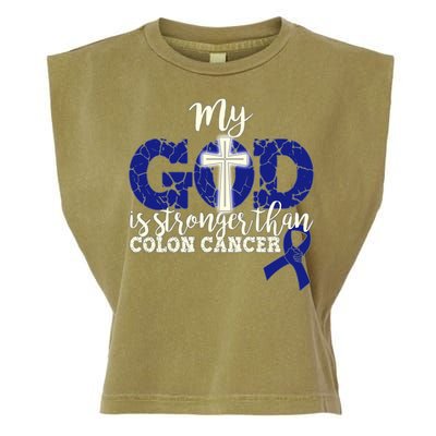 My God Is Stronger Than Colon Cancer Garment-Dyed Women's Muscle Tee