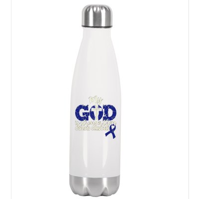 My God Is Stronger Than Colon Cancer Stainless Steel Insulated Water Bottle