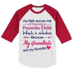 My Grandkids Are My Favorite Child Kids Colorblock Raglan Jersey