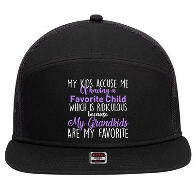 My Grandkids Are My Favorite Funny Grandparents 7 Panel Mesh Trucker Snapback Hat