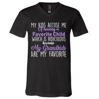 My Grandkids Are My Favorite Funny Grandparents V-Neck T-Shirt