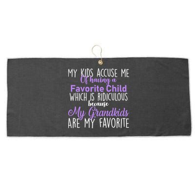 My Grandkids Are My Favorite Funny Grandparents Large Microfiber Waffle Golf Towel