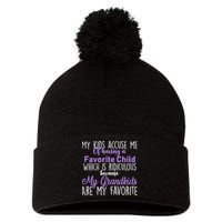 My Grandkids Are My Favorite Funny Grandparents Pom Pom 12in Knit Beanie